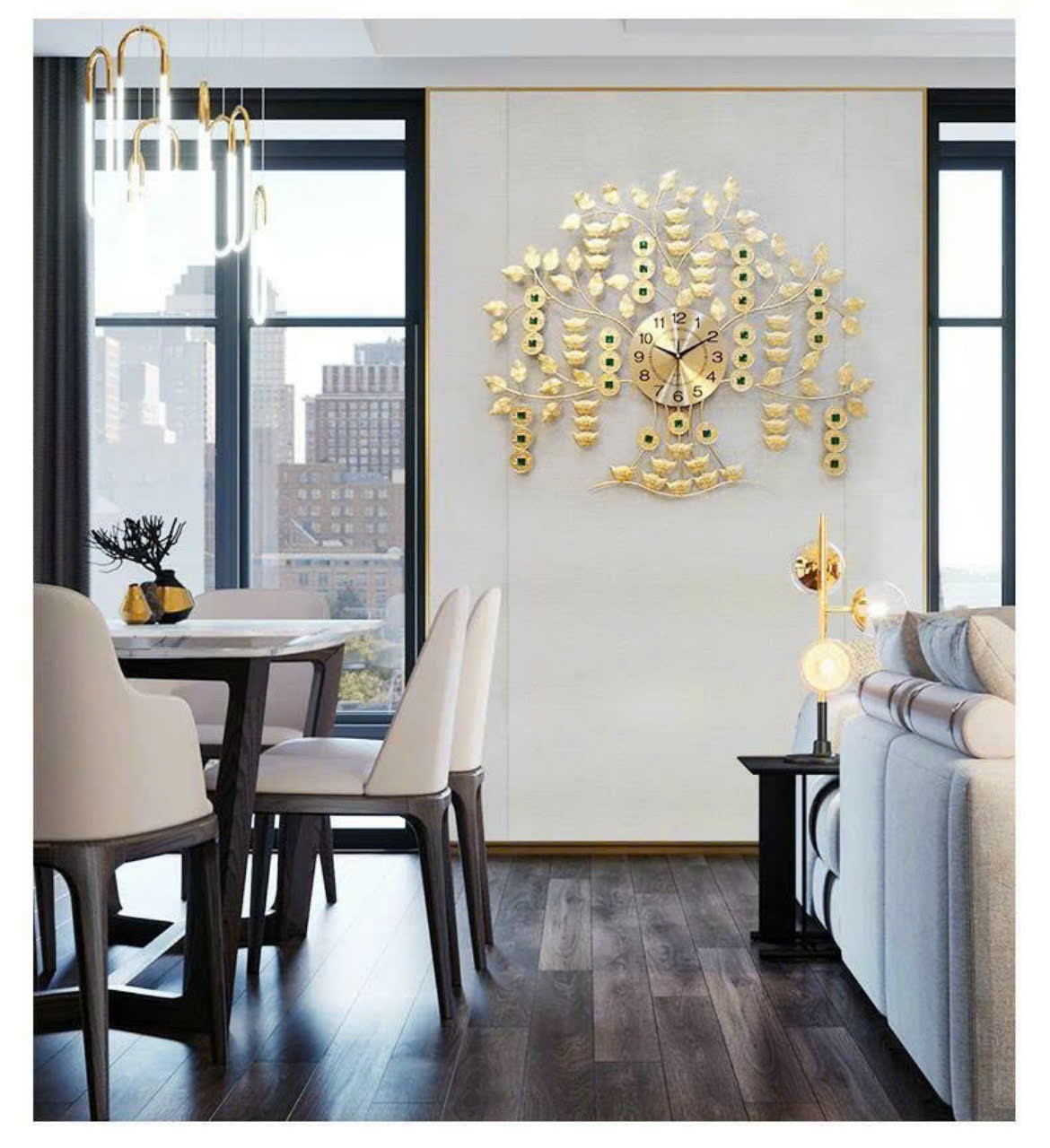 Đồng hồ decor cây tài lộc